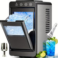 Countertop Ice Maker with Carry Handle, 26 Pounds Ice Per 24 Hours, 9 Cubes in 6 Mins, Portable Ice Machine with Basket & Scoop