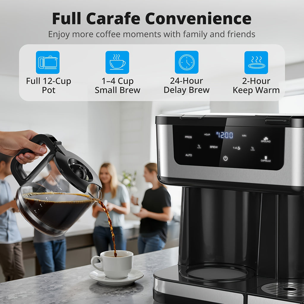 20 Bar Espresso & Cappuccino Machine, Dual Boiler, Touch Control, Automatic Milk Frother, Dual Wall Filters, Ideal for Family Gatherings & Holiday Gifts