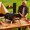 Outdoor Pizza Oven, Designed for Grilling And Baking, with Dual Functionality for Pizzas And Barbecues, Includes an 11-Inch Pizza Stone, Made of Portable Stainless Steel, And Uses Wood Pellets