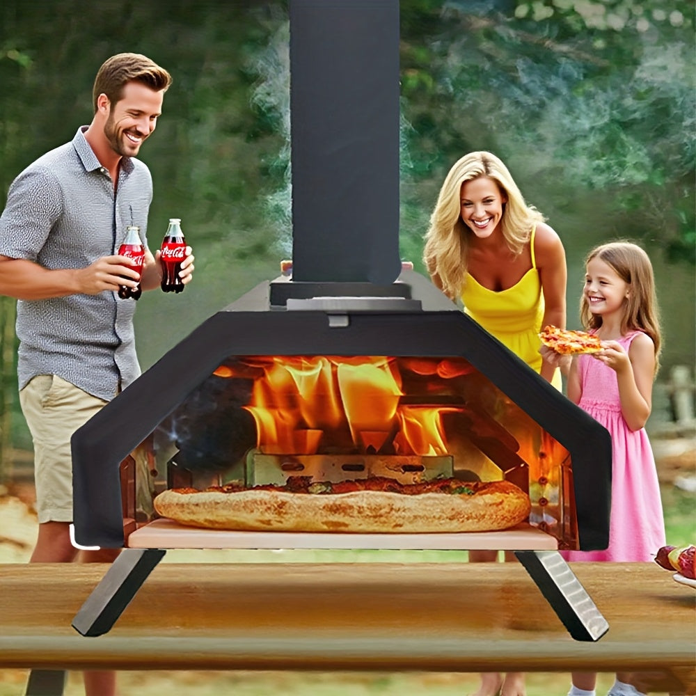 Outdoor Pizza Oven, Designed for Grilling And Baking, with Dual Functionality for Pizzas And Barbecues, Includes an 11-Inch Pizza Stone, Made of Portable Stainless Steel, And Uses Wood Pellets