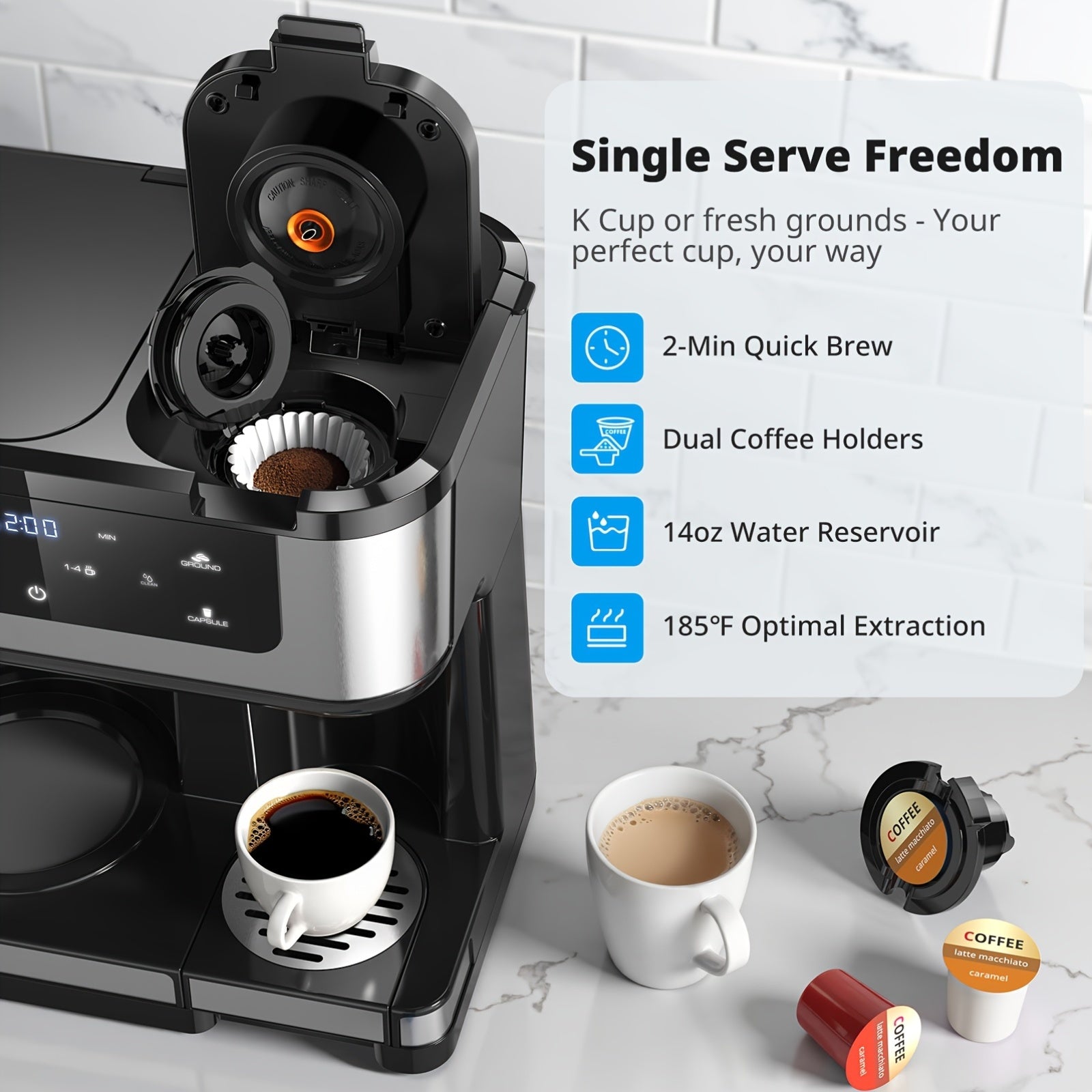 20 Bar Espresso & Cappuccino Machine, Dual Boiler, Touch Control, Automatic Milk Frother, Dual Wall Filters, Ideal for Family Gatherings & Holiday Gifts