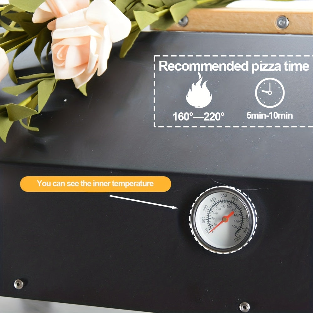 Outdoor Pizza Oven, Designed for Grilling And Baking, with Dual Functionality for Pizzas And Barbecues, Includes an 11-Inch Pizza Stone, Made of Portable Stainless Steel, And Uses Wood Pellets