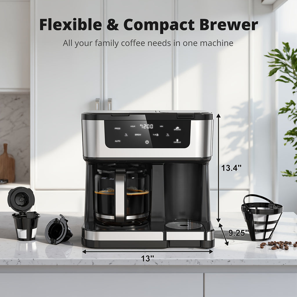 20 Bar Espresso & Cappuccino Machine, Dual Boiler, Touch Control, Automatic Milk Frother, Dual Wall Filters, Ideal for Family Gatherings & Holiday Gifts