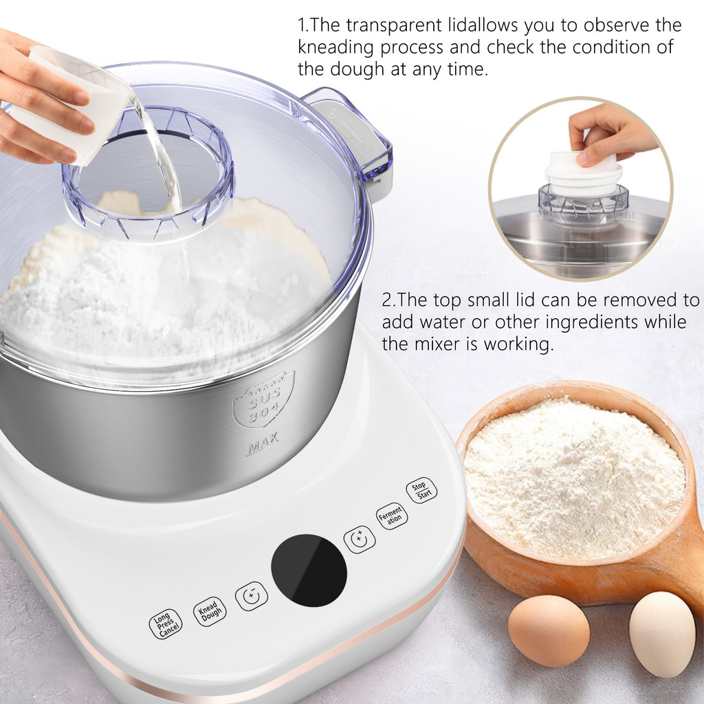 6-in-1 Electric Vertical Mixer, 400W 6-Speed with Pulse, 6.3QT Stainless Steel Bowl, Includes Dough Hook, Beater, Juicer, Meat Grinder & Noodle Press