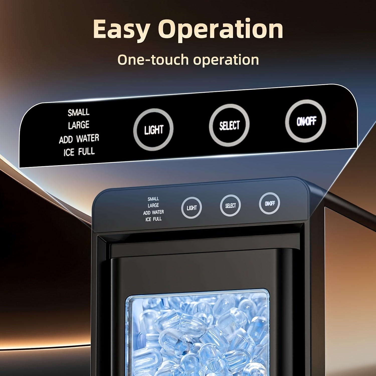 Countertop Ice Maker with Carry Handle, 26 Pounds Ice Per 24 Hours, 9 Cubes in 6 Mins, Portable Ice Machine with Basket & Scoop