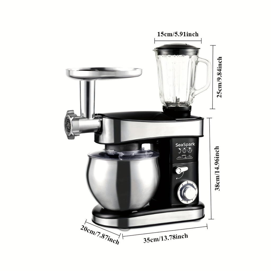 5-IN-1 Kitchen Electric Mixer, 6-Speed & Pulse Function, Tilting Stand Mixer, 6.4QT Stainless Steel Bowl with Dough Hook, Egg Beater and Spatula