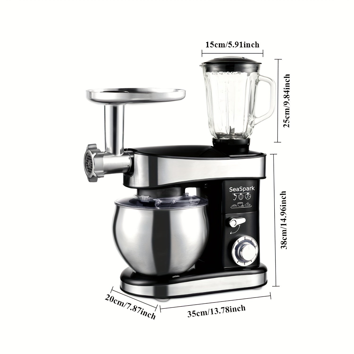 5-IN-1 Kitchen Electric Mixer, 6-Speed & Pulse Function, Tilting Stand Mixer, 6.4QT Stainless Steel Bowl with Dough Hook, Egg Beater and Spatula