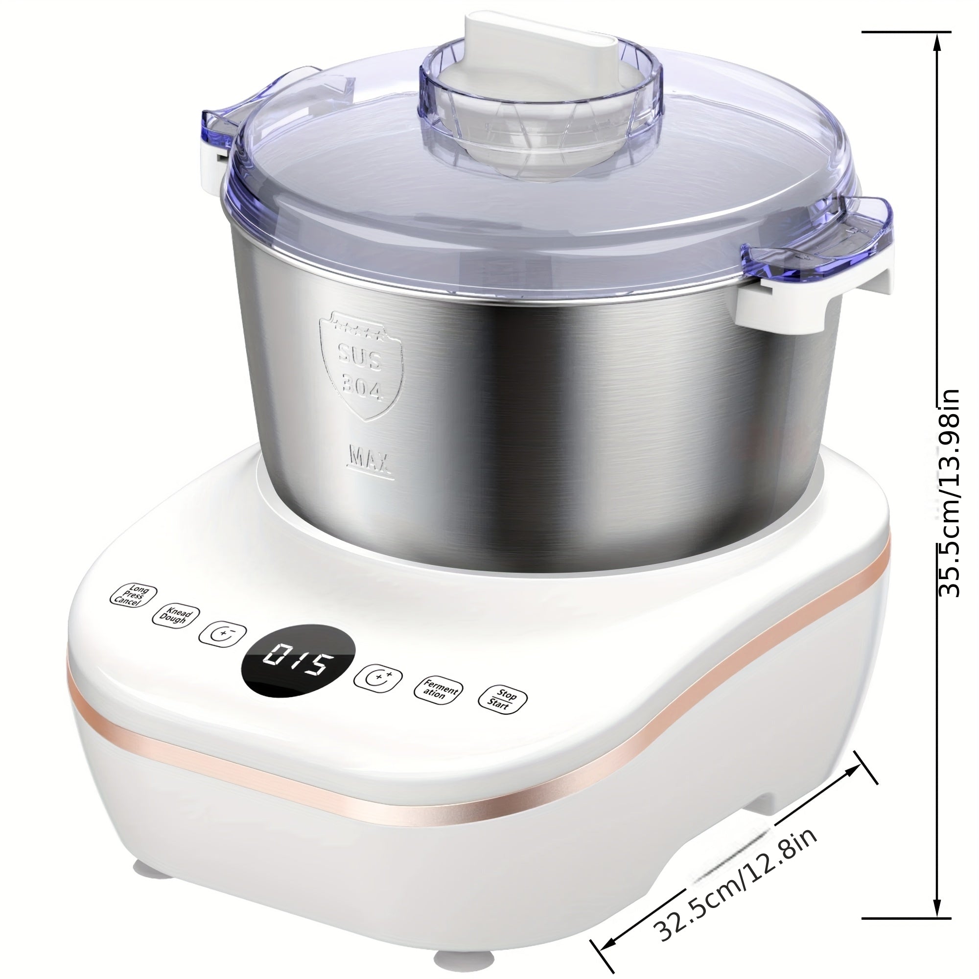 6-in-1 Electric Vertical Mixer, 400W 6-Speed with Pulse, 6.3QT Stainless Steel Bowl, Includes Dough Hook, Beater, Juicer, Meat Grinder & Noodle Press