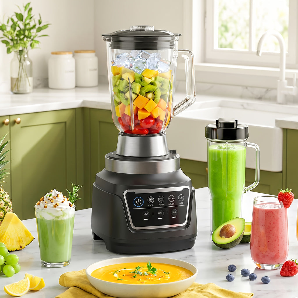 Professional Countertop Blender, Max 2400W 25000RPM, 68Oz Capacity & 2 Containers, Multi-use for Sorbet, Smoothies, Juice, Ice Slushie & Grinding