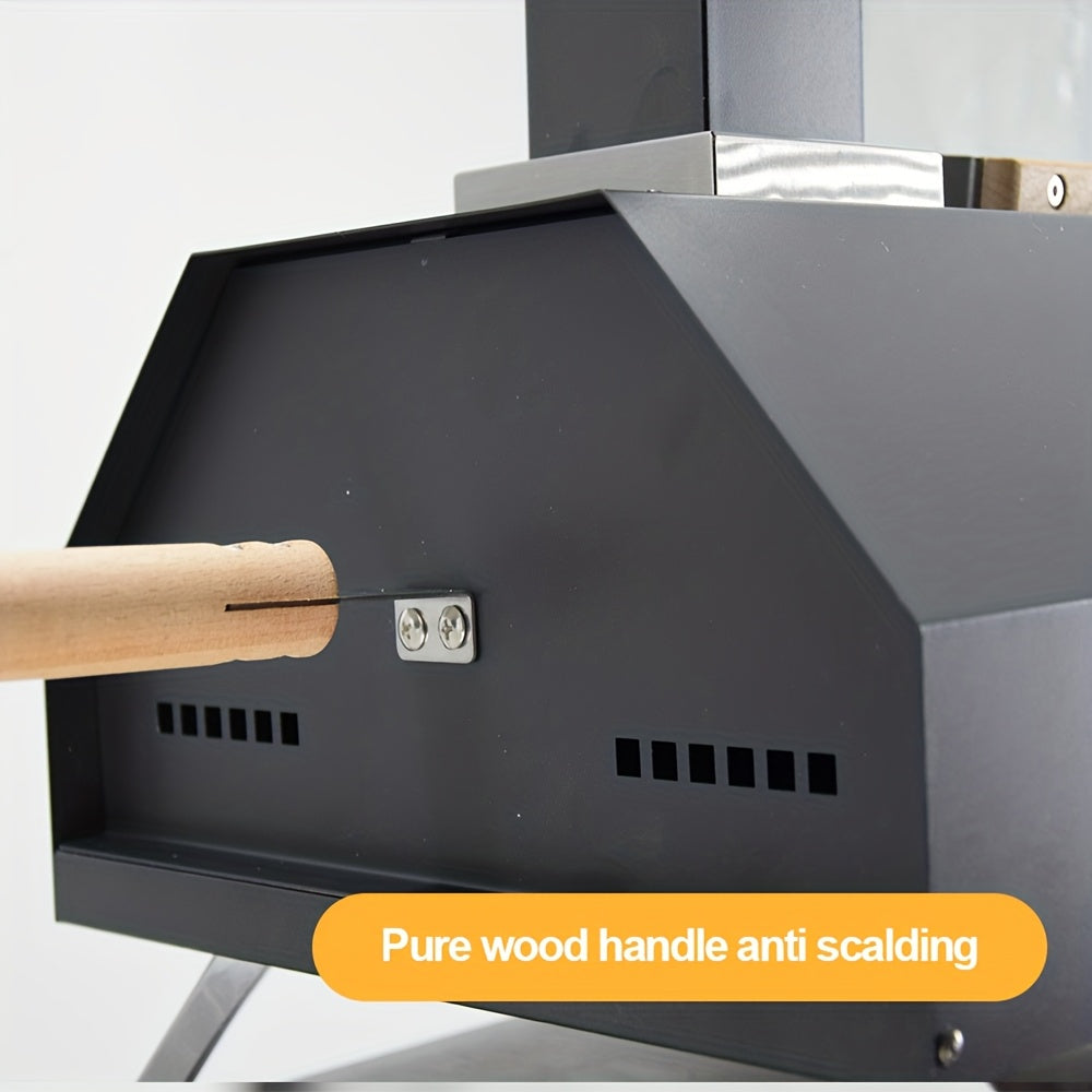 Outdoor Pizza Oven, Designed for Grilling And Baking, with Dual Functionality for Pizzas And Barbecues, Includes an 11-Inch Pizza Stone, Made of Portable Stainless Steel, And Uses Wood Pellets