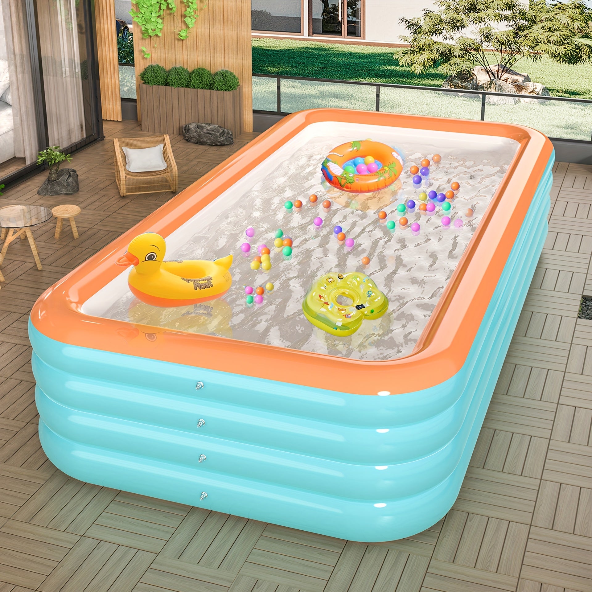 Super Large Inflatable Swimming Pool, Thickened & Heightened PVC Pool, Outdoor Water Play Pool for Courtyard, Patio & Gatherings
