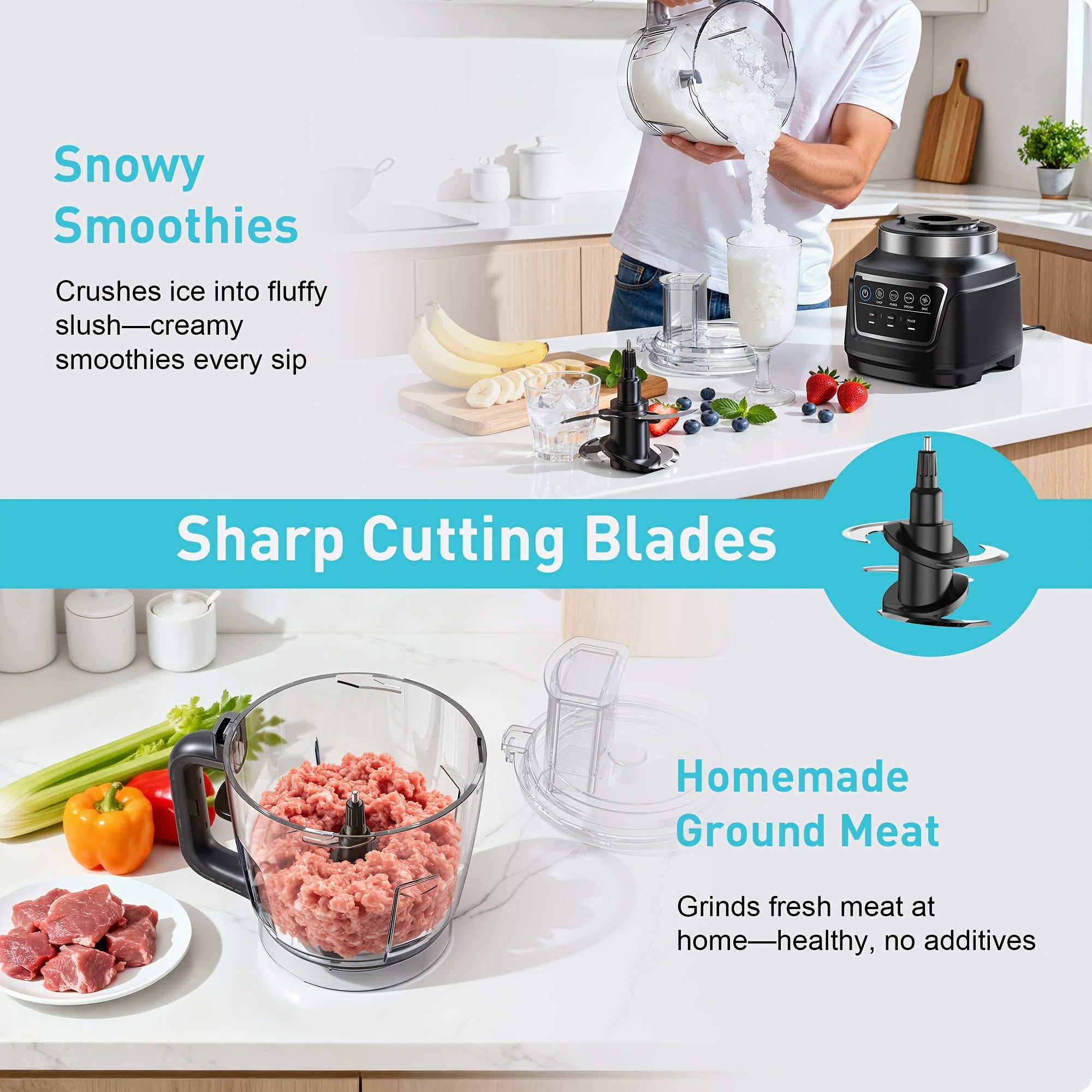 Professional Countertop Blender, Max 2400W 25000RPM, 68Oz Capacity & 2 Containers, Multi-use for Sorbet, Smoothies, Juice, Ice Slushie & Grinding