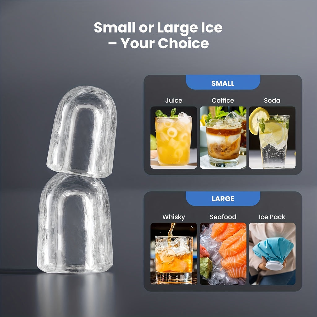 Countertop Ice Maker with Carry Handle, 26 Pounds Ice Per 24 Hours, 9 Cubes in 6 Mins, Portable Ice Machine with Basket & Scoop