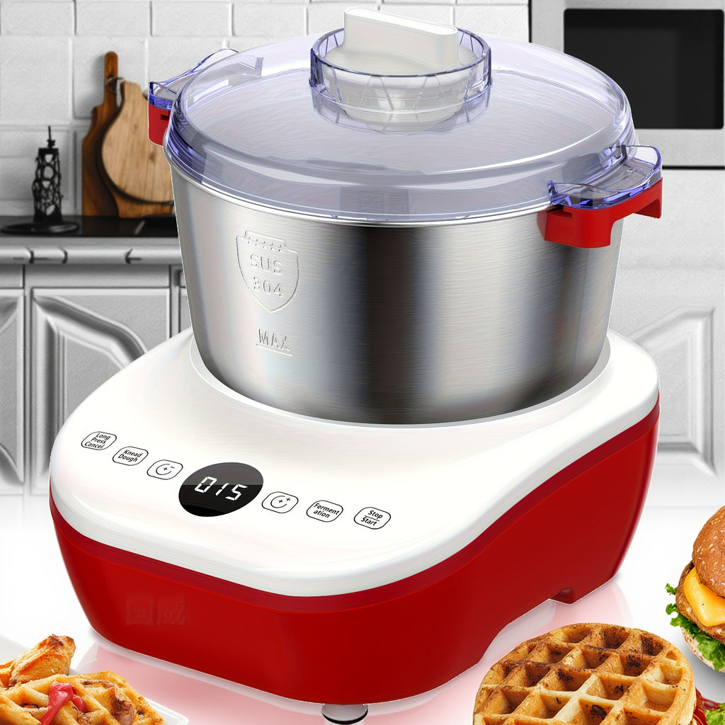 6-in-1 Electric Vertical Mixer, 400W 6-Speed with Pulse, 6.3QT Stainless Steel Bowl, Includes Dough Hook, Beater, Juicer, Meat Grinder & Noodle Press