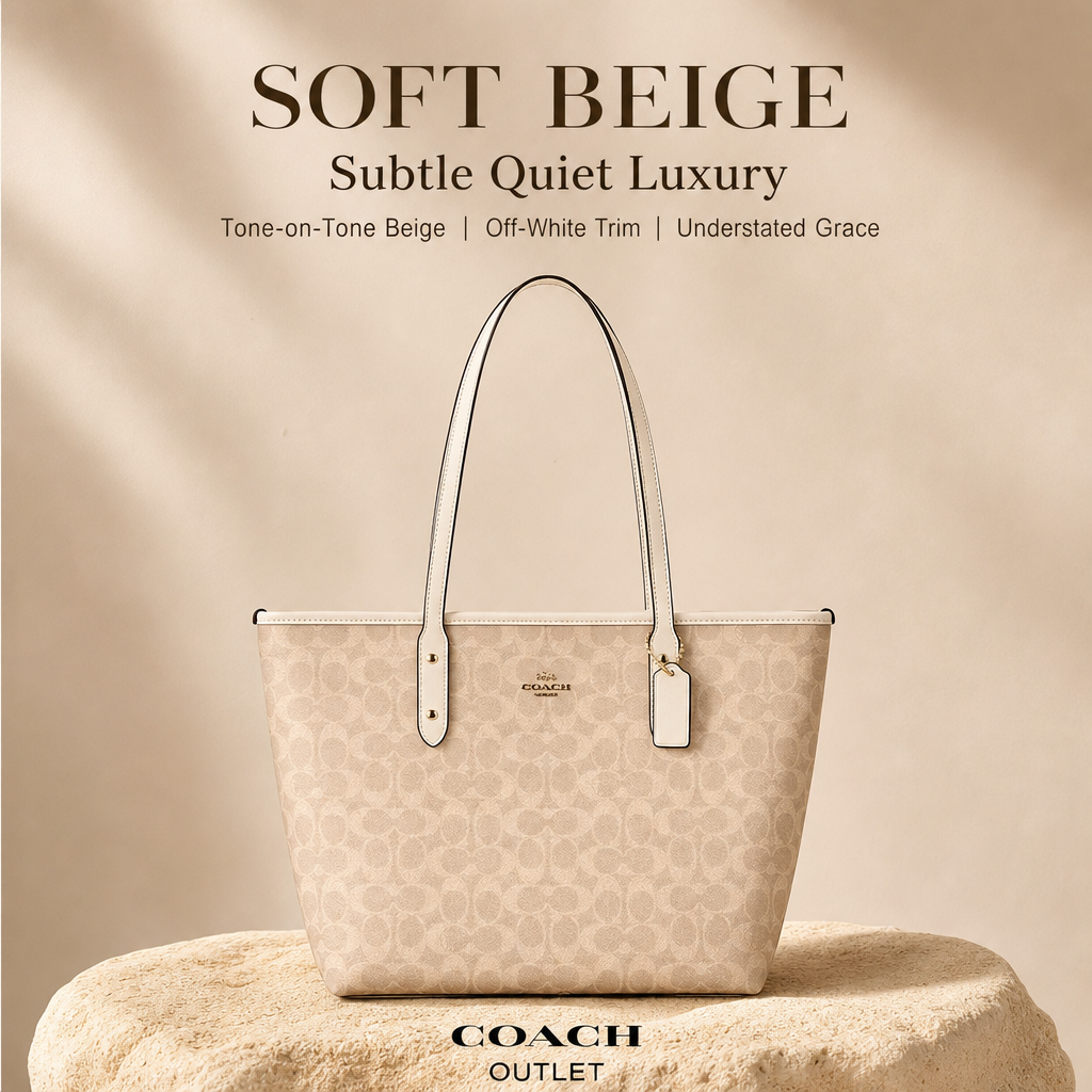 Coach Signature Monogram Tote Bag, Coated Canvas Shoulder Handbag with Reinforced Rivet Handles for Office Daily Travel