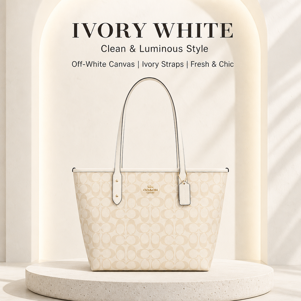 Coach Signature Monogram Tote Bag, Coated Canvas Shoulder Handbag with Reinforced Rivet Handles for Office Daily Travel