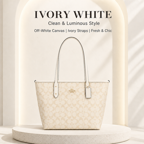 Coach Signature Monogram Tote Bag, Coated Canvas Shoulder Handbag with Reinforced Rivet Handles for Office Daily Travel