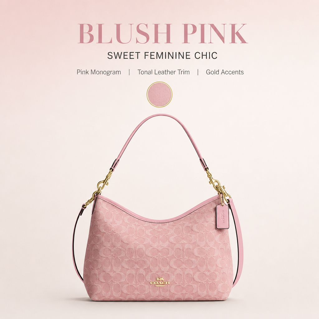 Coach Signature Hobo Shoulder Bag, Convertible 2‑Way Crossbody Handbag in Coated Canvas for Women Daily Wear