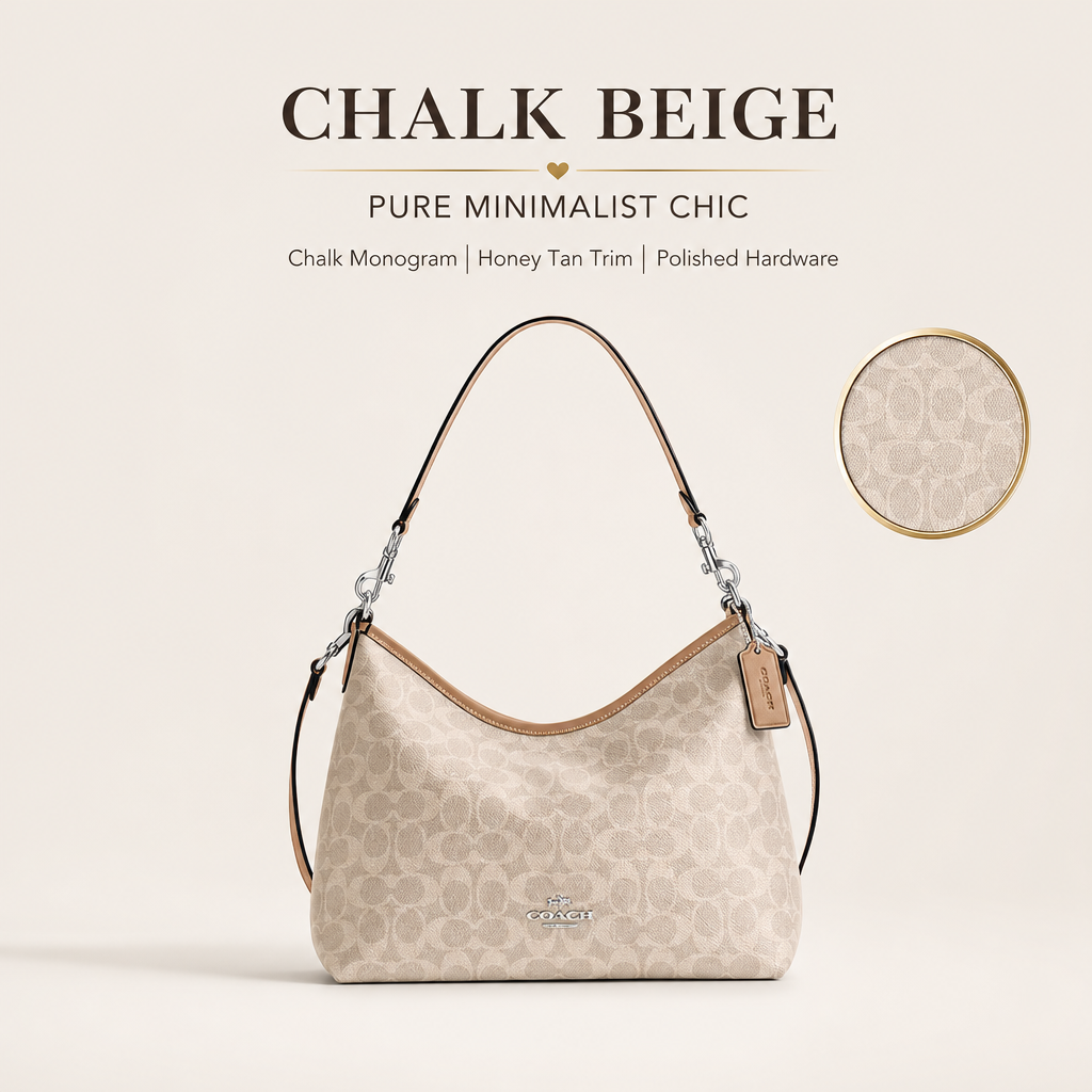 Coach Signature Hobo Shoulder Bag, Convertible 2‑Way Crossbody Handbag in Coated Canvas for Women Daily Wear