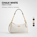 Coach Signature Zip Shoulder Bag, 2‑Way Chain Underarm Purse with Removable Crossbody Strap for Women