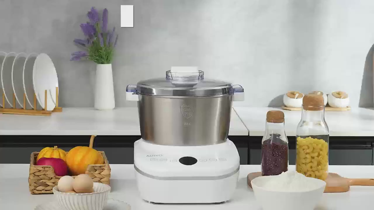 6-in-1 Electric Vertical Mixer, 400W 6-Speed with Pulse, 6.3QT Stainless Steel Bowl, Includes Dough Hook, Beater, Juicer, Meat Grinder & Noodle Press